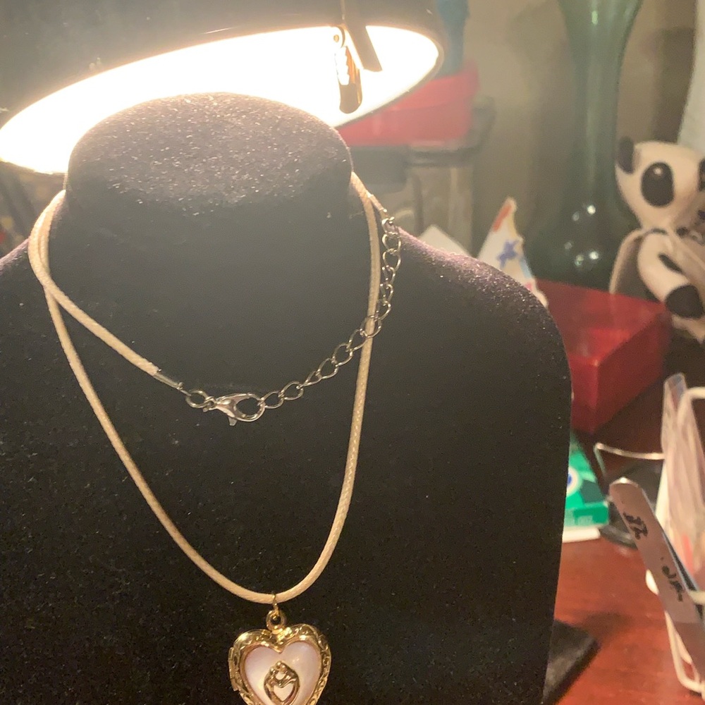 Gold Mother and Child Heart Locket Pendant Necklace